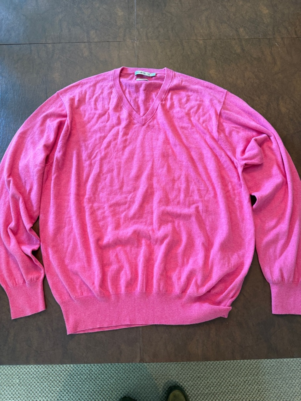 Peter Millar Men's V-Neck Sweater in Bright Pink